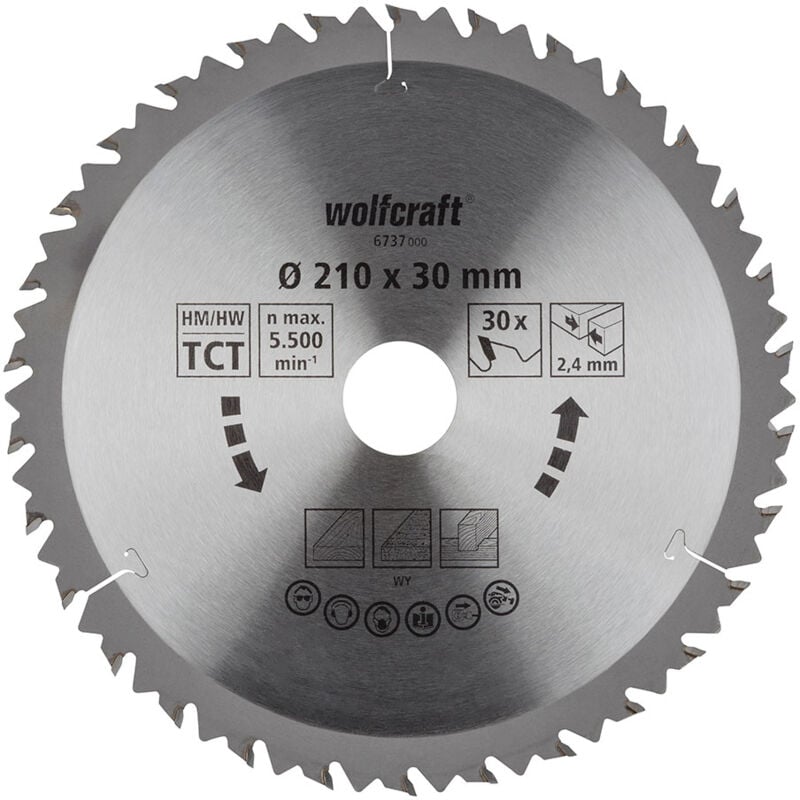 foto del prodotto lama circolare ct, 30 denti 210mm 6737000 wolfcraft
