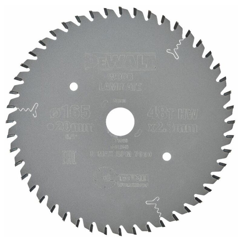 foto del prodotto lama circolare dewalt per taglio a tuffo 165x20 mm 48 denti officina estrema dt1086 qz