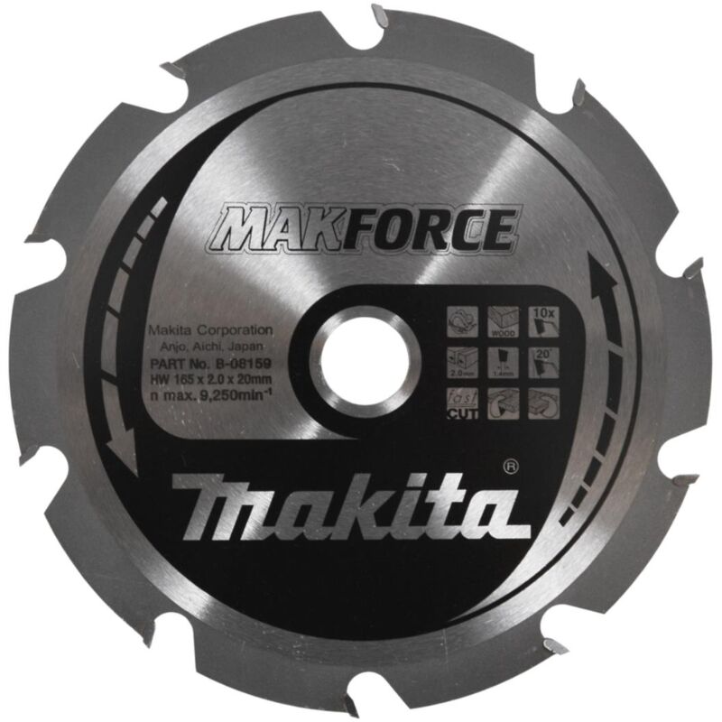 foto del prodotto lama circolare makita, makforce 165 x 20 mm 10 denti