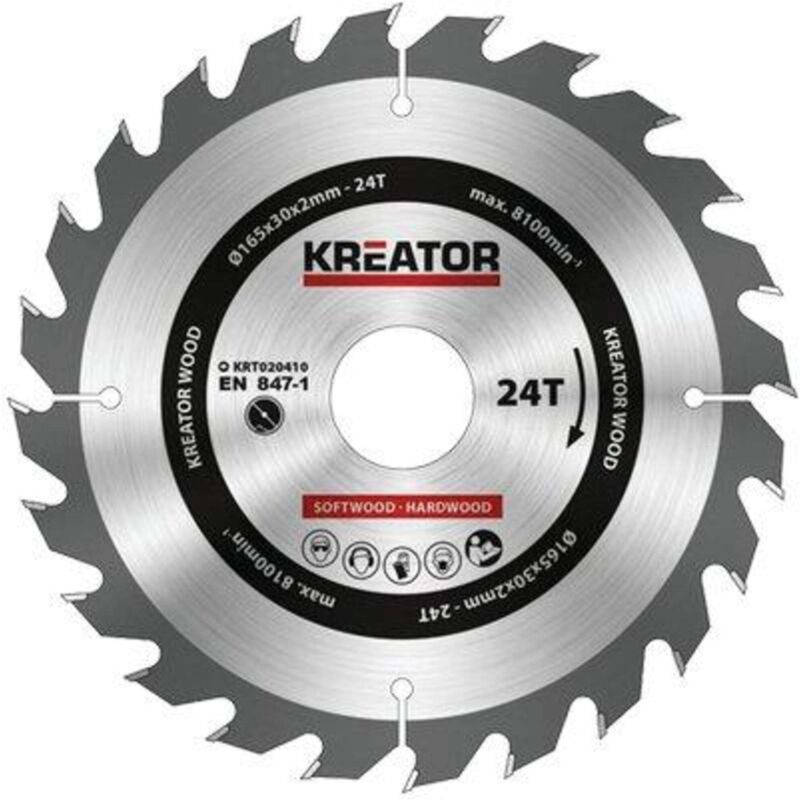 foto del prodotto lama circolare x legno kreator mm 165x30 denti 24 1 pezzo