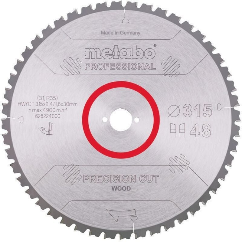 foto del prodotto lama da sega circolare per taglio di precisione in legno professionale d315xb2,4xforo30mm 48z. wz