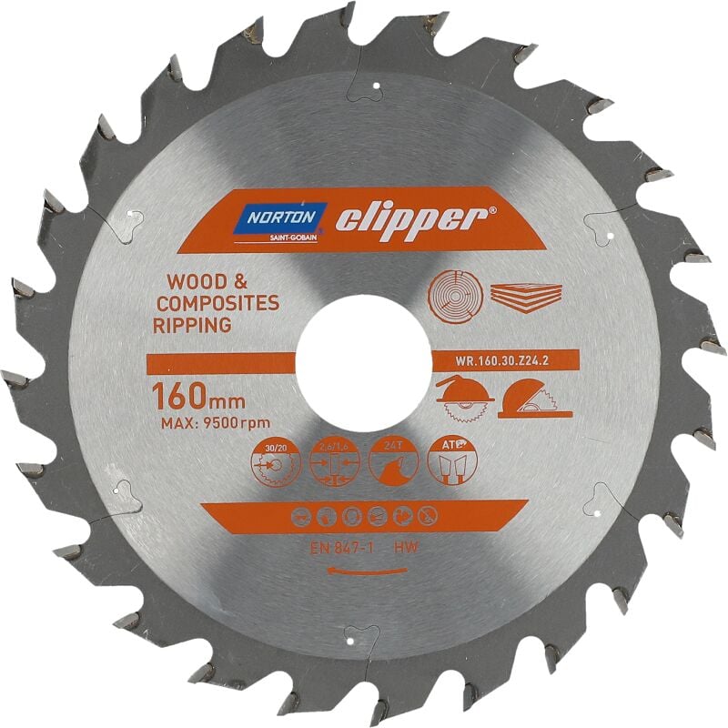 foto del prodotto lama de carburo de flusso 160 x 2,6 1,6x30 z24norton clipper clipper 70184608043