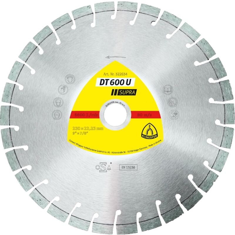 foto del prodotto lama diamantata segmentata klingspor 125 mm x 2,4 mm x 22,2 mm supra dt600u, cemento armato