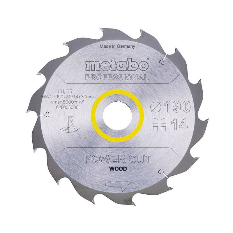 foto del prodotto lama hw ct 190x30, 14 wz 2 per sega circolare metabo