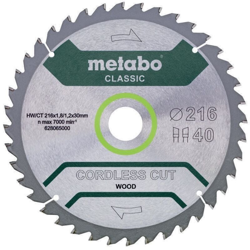 foto del prodotto lama hw ct 216x30, 40 per sega circolare metabo