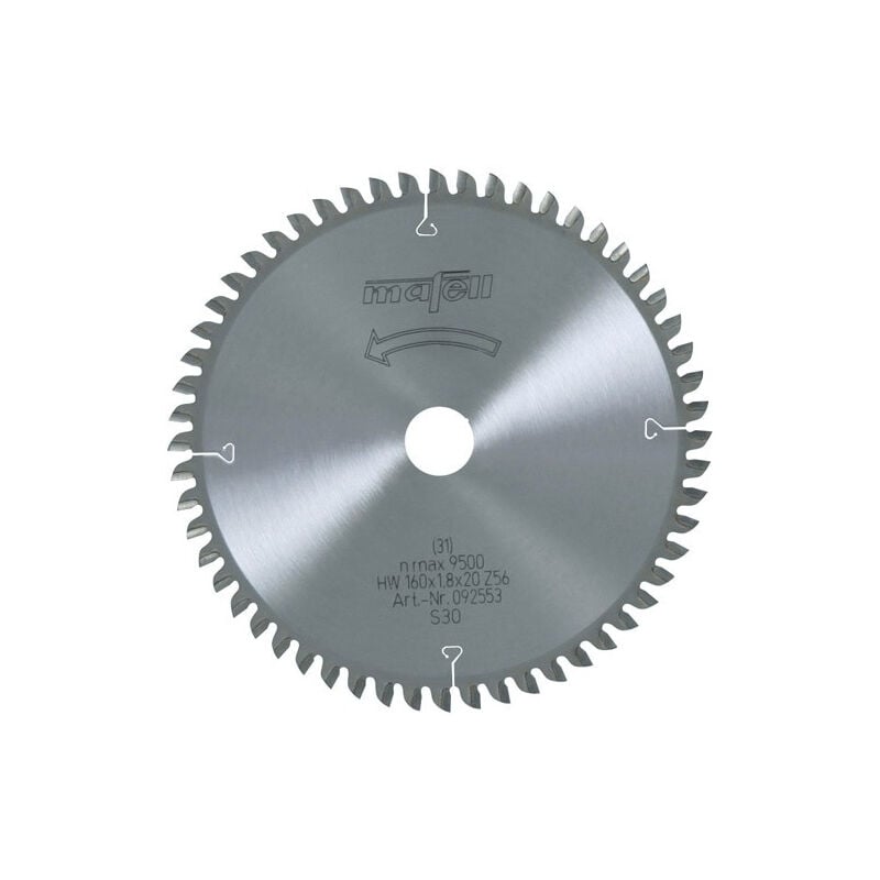 foto del prodotto lama in metallo duro hm mafell 56 denti alternati 160x1,8 2,0x20 mm 92553
