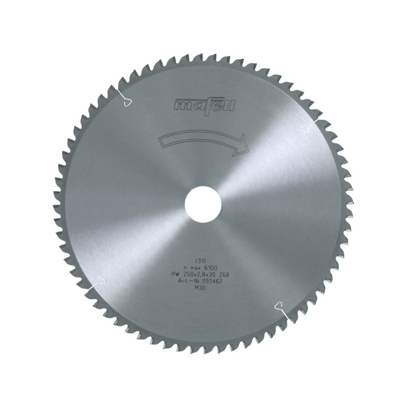 foto del prodotto lama in metallo duro mafell 68 denti trapezio cavo 250x2,8 / 2,8x30 mm - 092467