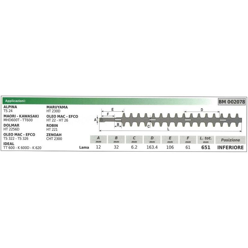 foto del prodotto lama inferiore alpina tagliasiepe ts 24 002078
