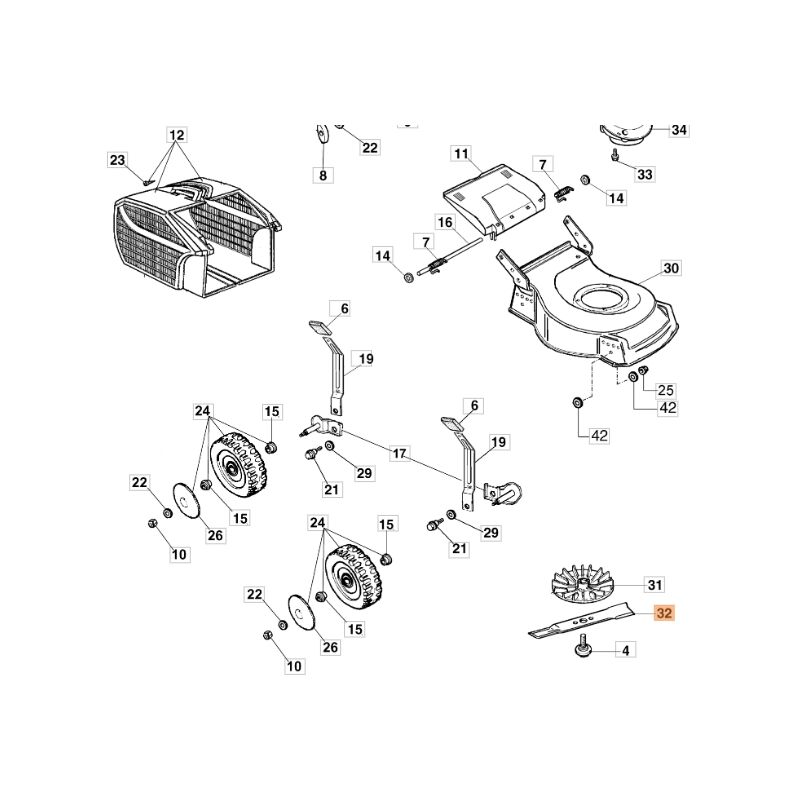 foto del prodotto lama mulching tagliaerba elettrico modelli g48pe originale emak 66130045r