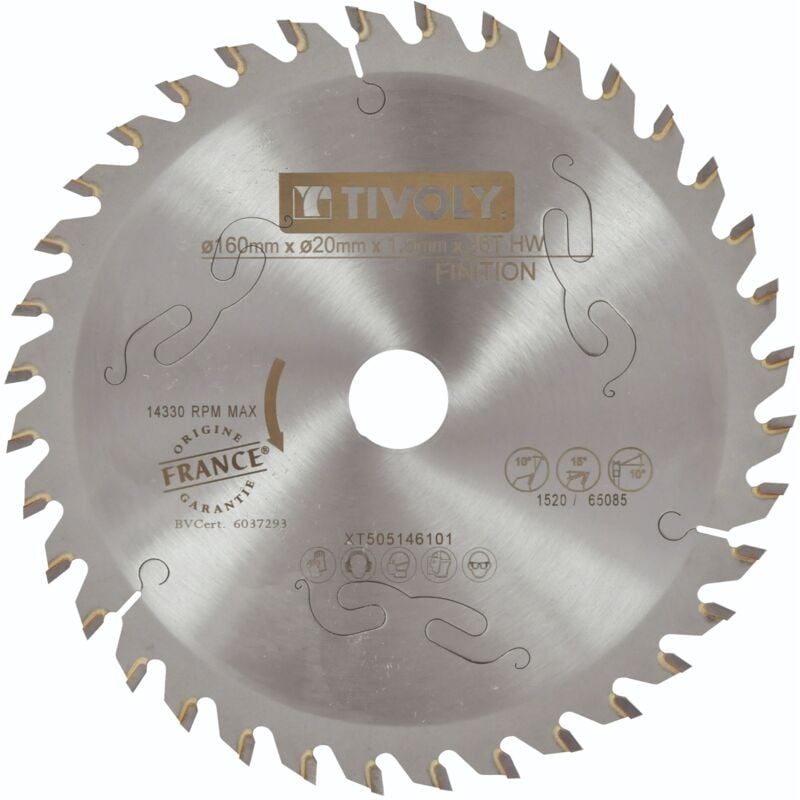 foto del prodotto lama per sega circolare 160mm 36 denti in metallo duro ottima finitura per sega portatile per taglio legno tivoly