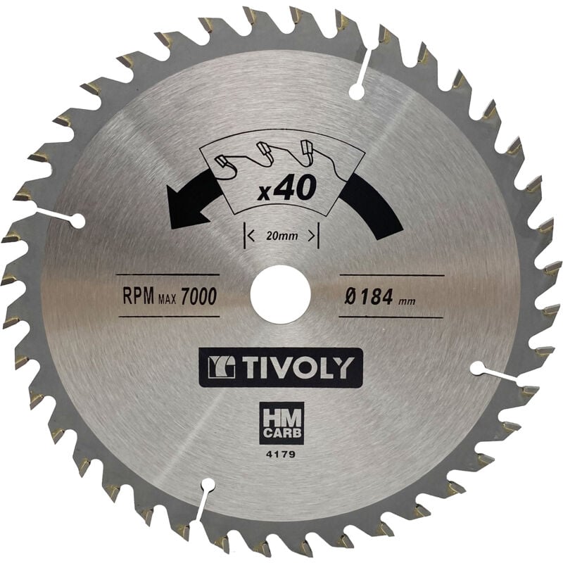 foto del prodotto lama per sega circolare 184mm 40 denti in metallo duro per tagliare legno duro per tagliare legno laminato tivoly