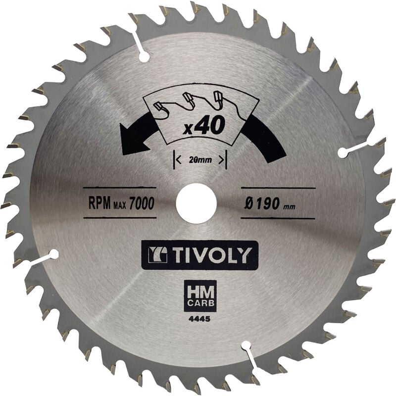 foto del prodotto lama per sega circolare 190mm 40 denti in metallo duro finitura eccellente per tagliare legno duro per tagliare legno laminato tivoly