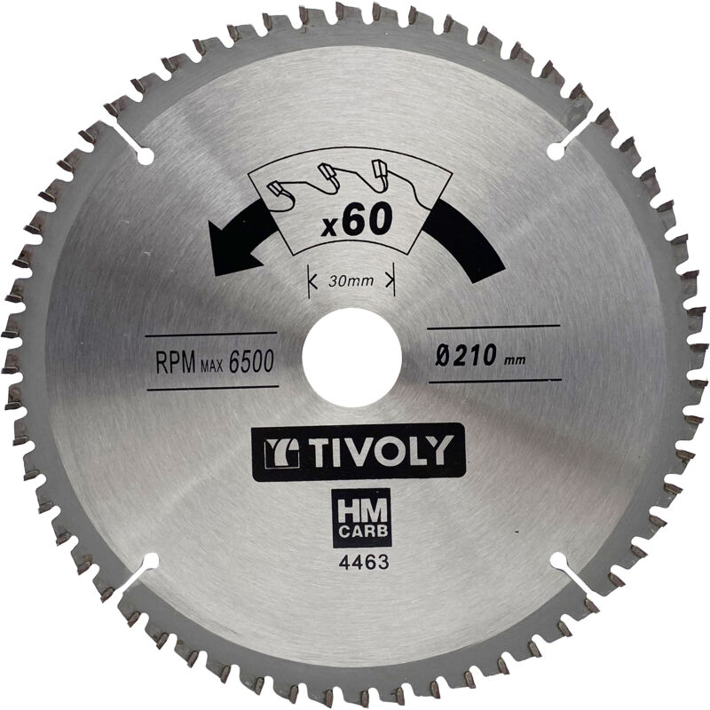 foto del prodotto lama per sega circolare 210mm 60 denti in metallo duro per sega portatile per taglio multimateriale tivoly