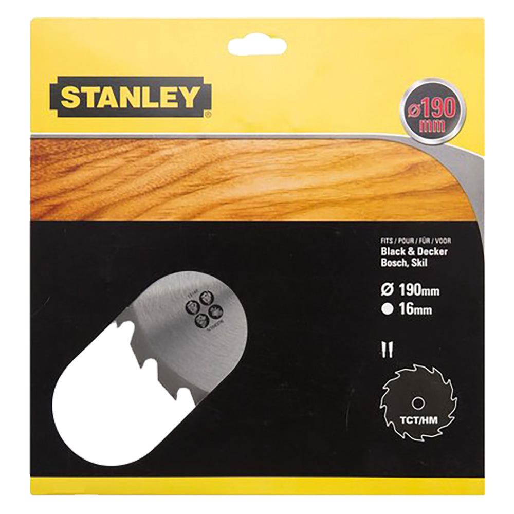 foto del prodotto lama per sega circolare denti riaffilabili diam. 190 mm - foro 16 mm stanley