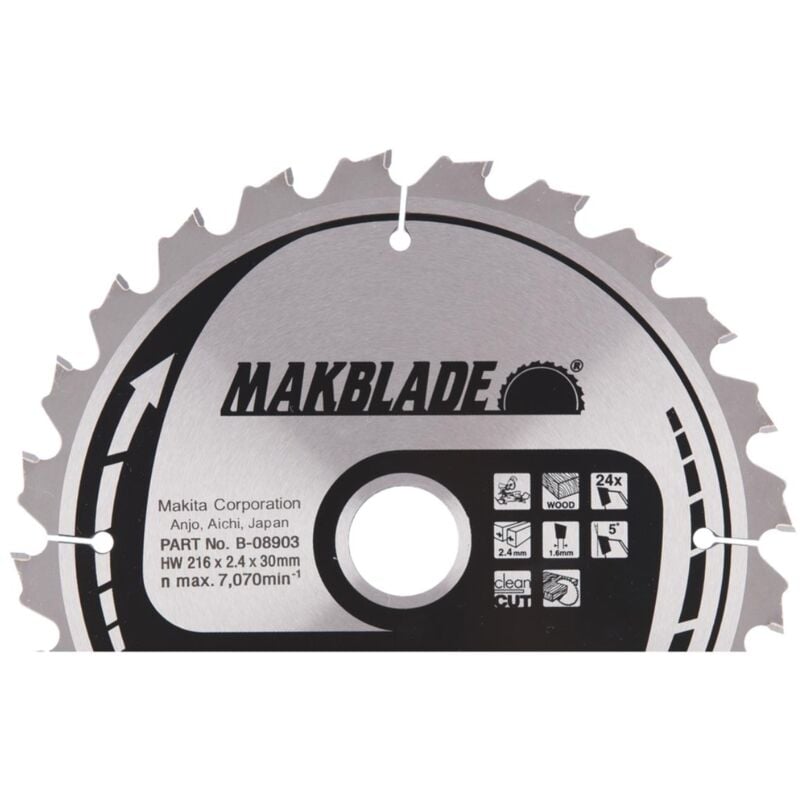 foto del prodotto lama per sega circolare makita, makblade 216 x 30 mm, 24 denti