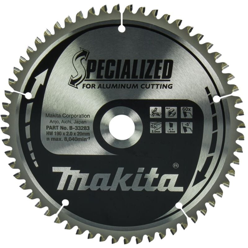foto del prodotto lama per sega circolare makita tct, speciale, tct tct 190 x 20 mm 60 denti alluminio