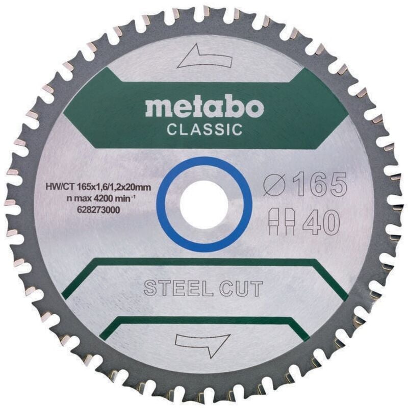 foto del prodotto lama per sega circolare steel cut classic metabo 628273000 diametro 165 mm numero di denti 40 spessore 1.6 mm n a