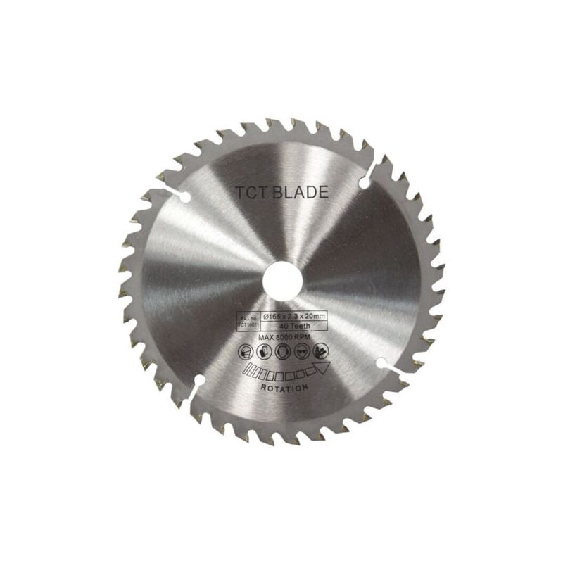 foto del prodotto lama per sega circolare tct da 165 mm, disco da taglio rotante in argento per il taglio del legno, 40 denti