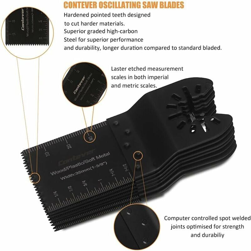 foto del prodotto lama per sega multi utensile oscillante, kit di accessori per lame multi utensile oscillanti da 28 pezzi per plastica, legno, metallo, universale
