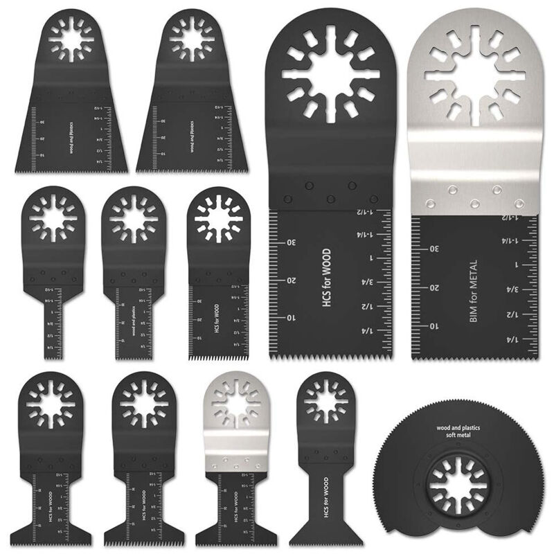 foto del prodotto lama per sega multi utensile strumento di taglio di precisione 12 pezzi strumento di taglio multi lama oscillante per metallo, legno, plastica