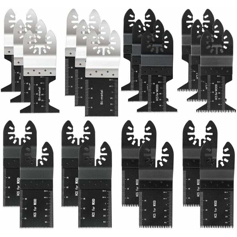 foto del prodotto lama per sega oscillante multiutensile, kit di accessori per lama multiutensile oscillante da 20 pezzi per plastica, legno, metallo, fein multimaster