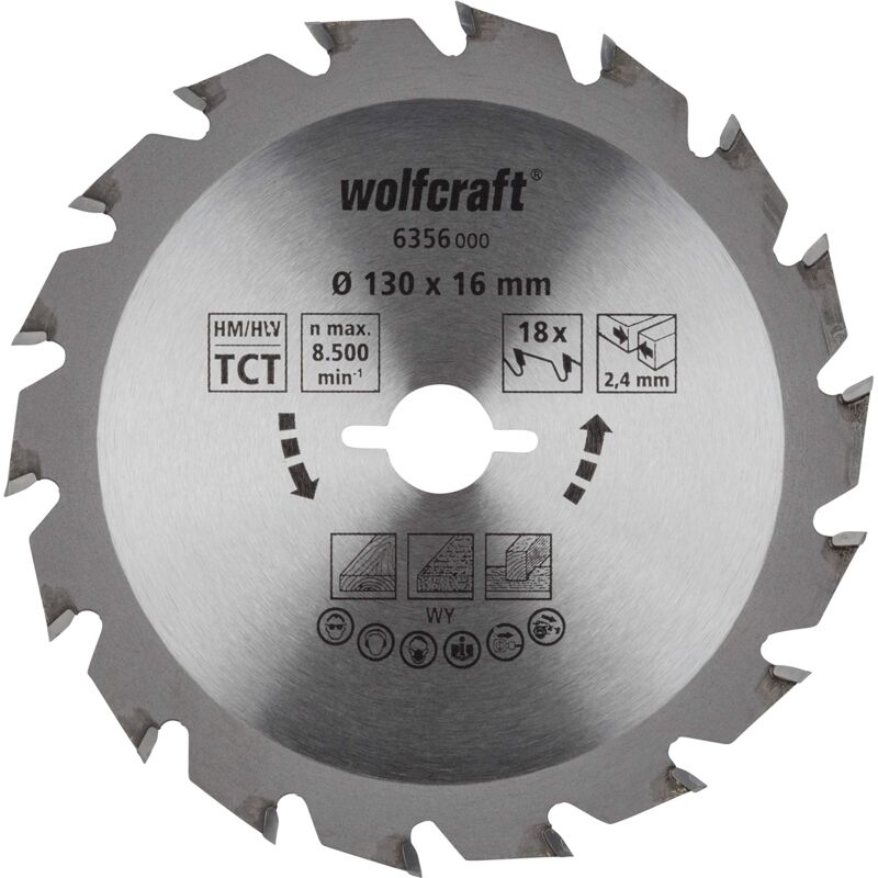 foto del prodotto lama per seghe circolari manuali tct, serie verde i 6356000 i tagli rapidi, medio grossi wolfcraft