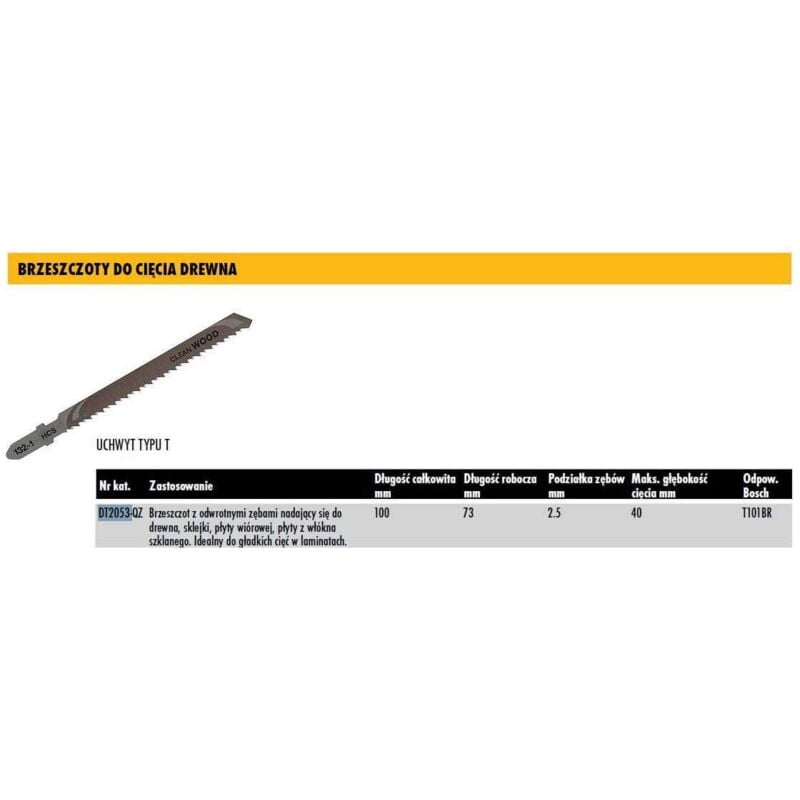 foto del prodotto lama per seghetto alternativo dewalt 100x2,5mm t101br legno intonaco 5pz.