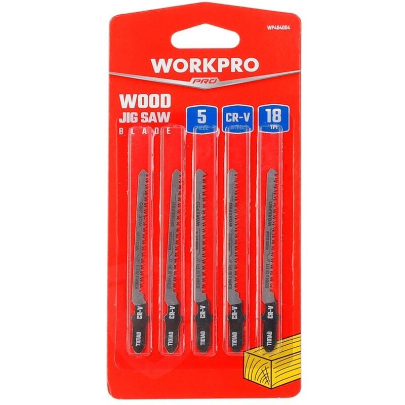 foto del prodotto lama per seghetto alternativo, set di 5 pezzi t101a0 legno. workpro