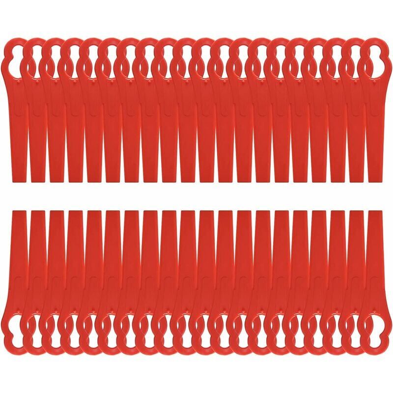 foto del prodotto lama per tagliaerba da 120 pezzi lama rossa di ricambio in plastica lame per tagliaerba in plastica da 8,5 cm per tagliaerba da giardino e prato 120