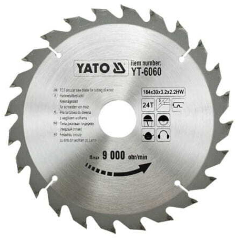 foto del prodotto lama sega circolare yato widia 184x30mm 24 denti 6060