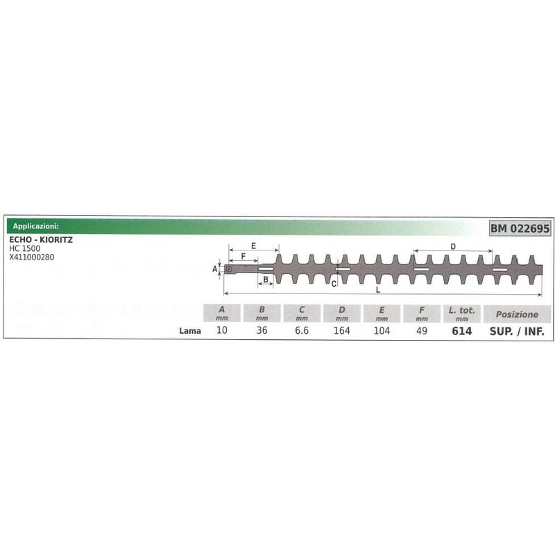 foto del prodotto lama superiore inferiore echo tagliasiepe hc 1500 022695 x411000280
