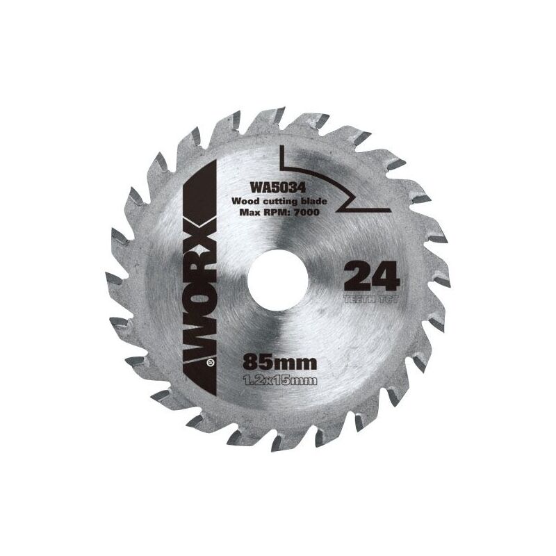 foto del prodotto lama tct diametro 85 mm 24 denti per sega circolare worx taglio legno