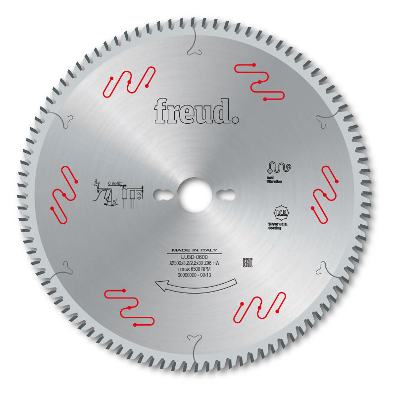 foto del prodotto lama trapezoidale piatta per pannelli bifacciali freud 300 3,2 2,2 al30 z72 tp f03fs05810 lu3d 2100