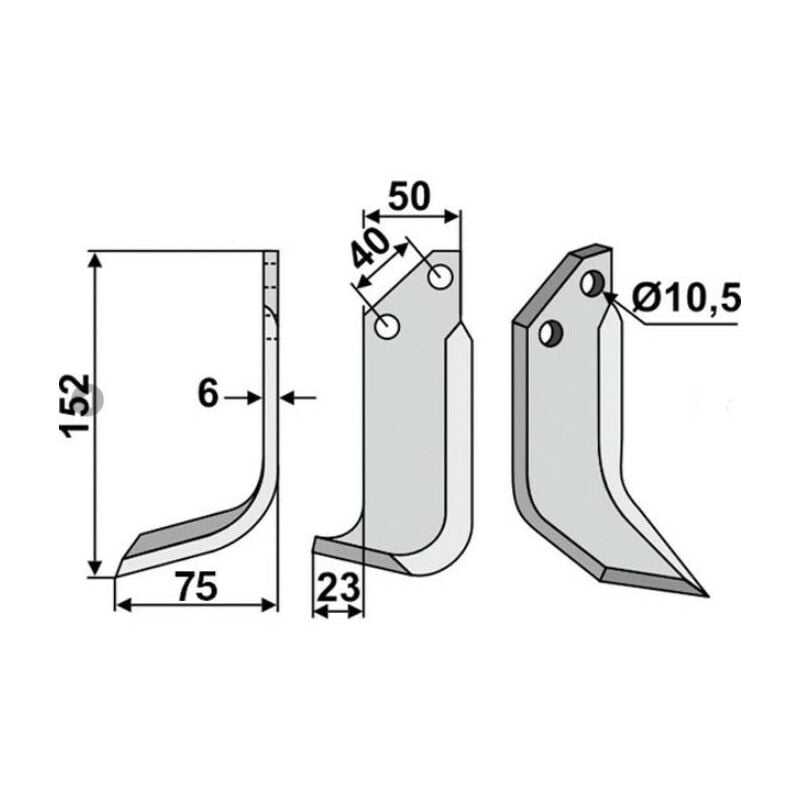 foto del prodotto lama zappa motocoltivatore motozappa fresa compatibil 350 232 grillodestra 152mm