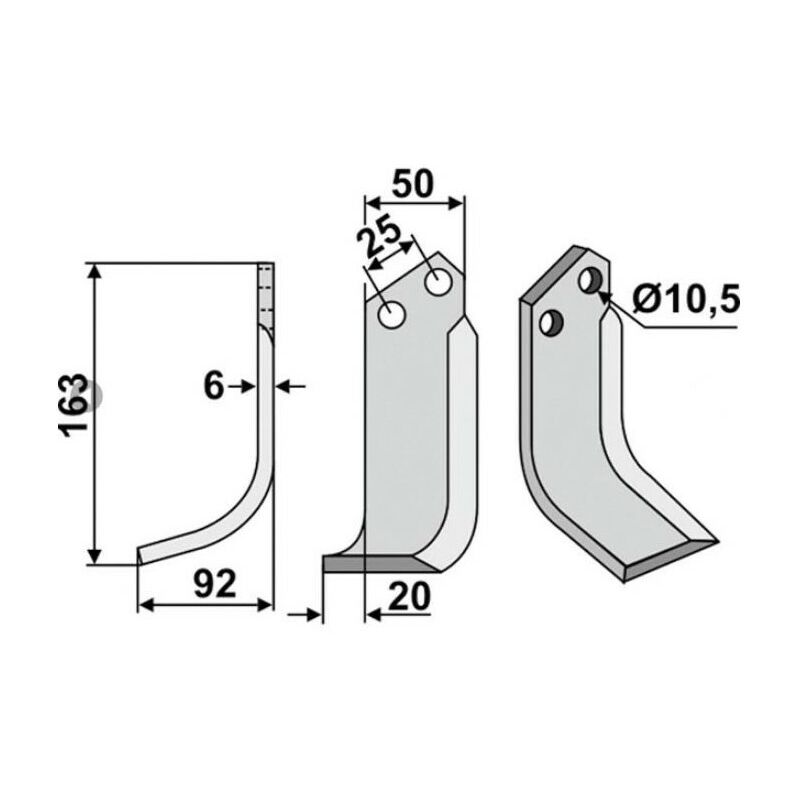 foto del prodotto lama zappa motocoltivatore motozappa fresa compatibile 350 112 bertolini sx 163