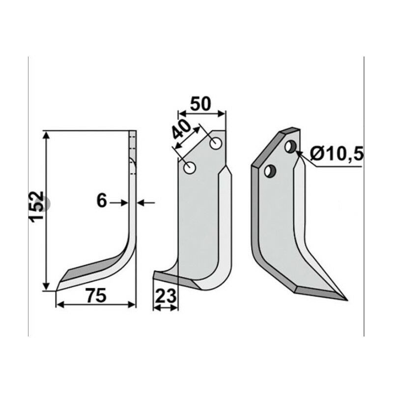 foto del prodotto lama zappa motocoltivatore motozappa fresa compatibile 350 231 grillo sx 152mm