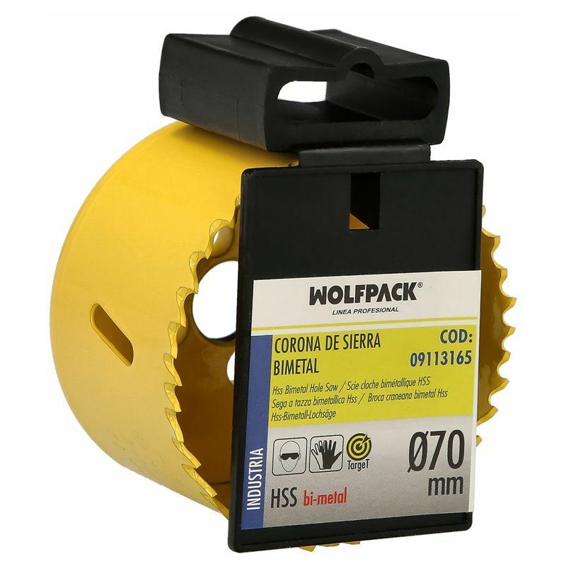 foto del prodotto lame bimetalliche 70 mm. temprate termicamente, base rinforzata. corona per legno, fori per legno, acciaio, ferro, plastica, ecc.