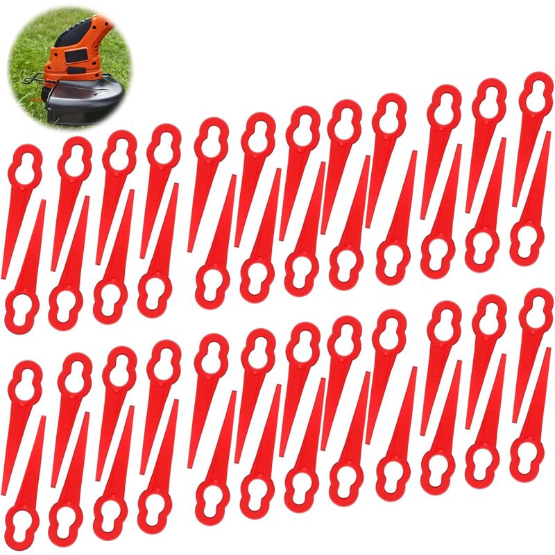 foto del prodotto lame da taglio in plastica per bordatore confezione da 60 accessori per tosaerba