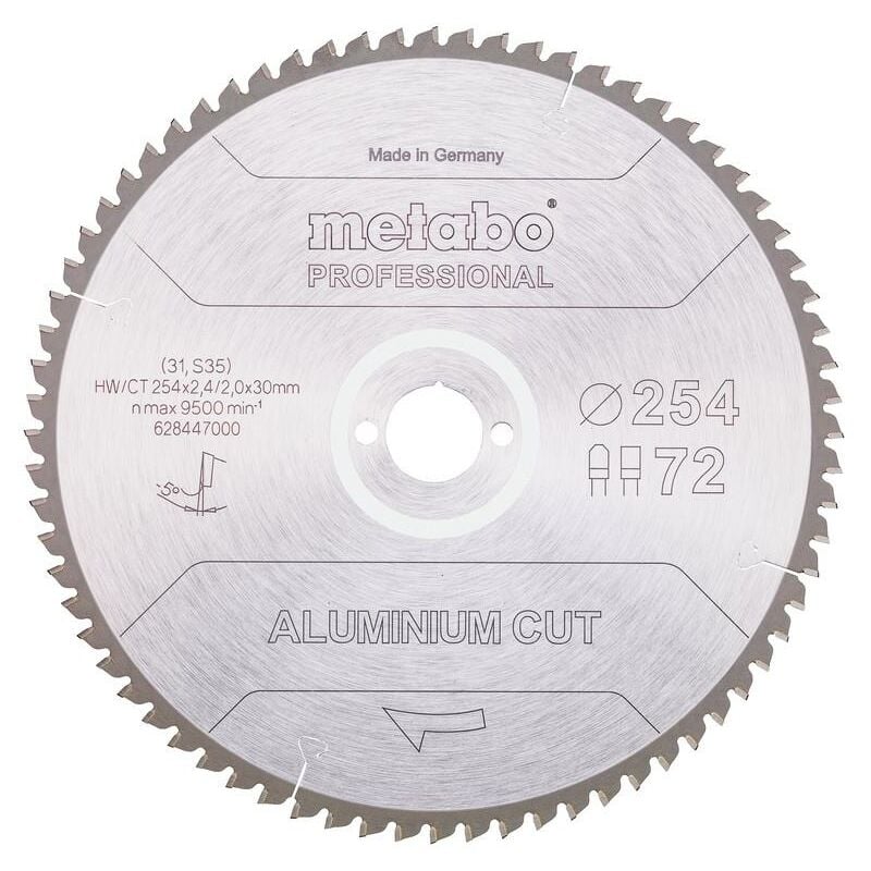 foto del prodotto lame de scie circulaire coupe aluminium professionnelle d254x2,4 2,0xb30mm z.72 fz tz 5gr. n gatif