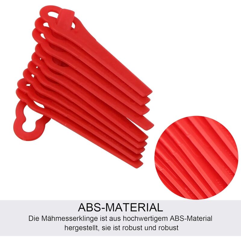 foto del prodotto lame di ricambio in plastica da 12 x 7 mm, confezione da 20, lame per tosaerba, lame per tagliabordi, lame per bordatori. bebusingoto