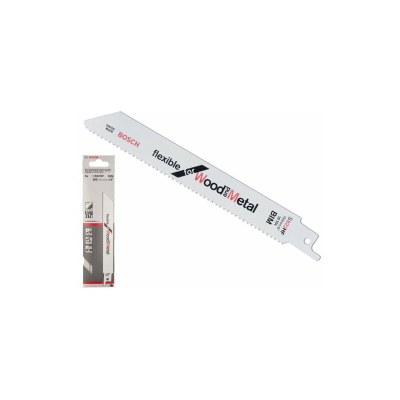 foto del prodotto lame di ricambio per seghe a gattuccio taglio metallo e legno confezione 5 pz bosch flex s 922 hf