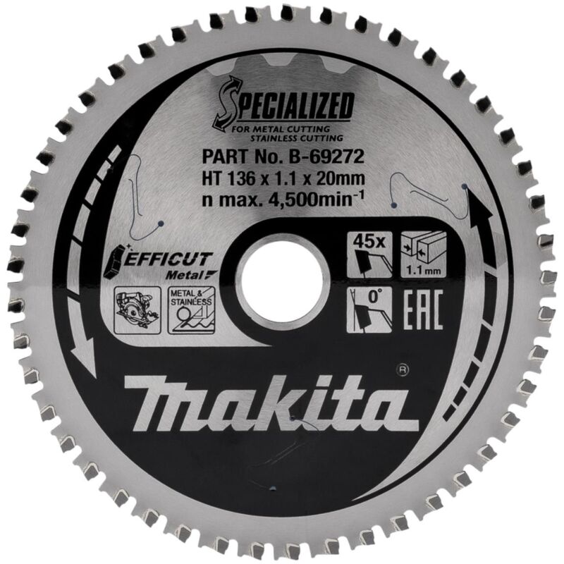 foto del prodotto lame makita efficut per metallo 136 x 20 mm 45 denti