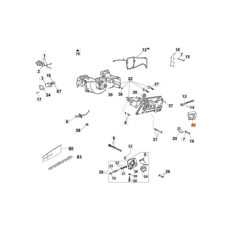 foto del prodotto lamierino motosega modelli 956 gs630 originale oleomac 50010010ar 50010010a