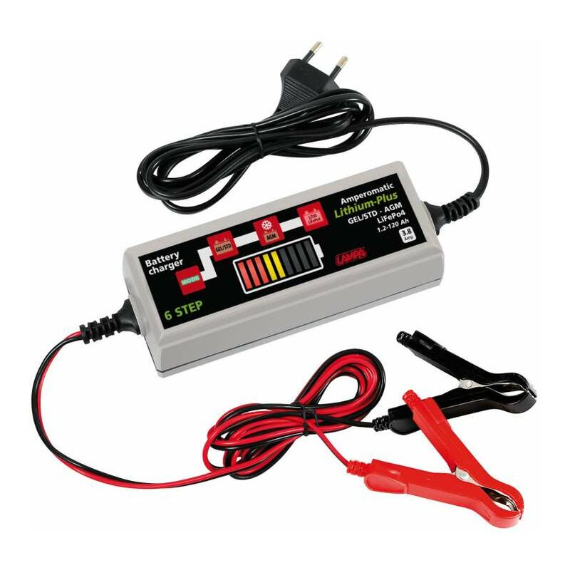 foto del prodotto lampa amperomatic lithium plus, caricabatteria intelligente, 12v 3,8a