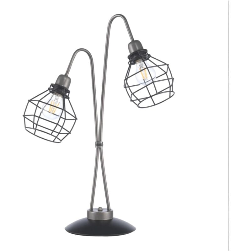 foto del prodotto lampada 2 luci grid industriale in metallo nero, e27