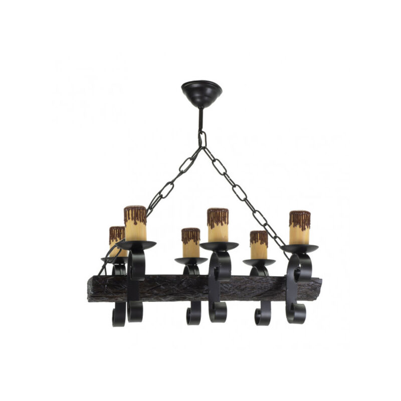 foto del prodotto lampada 6xe27 tronco nero/marrone regx50x35 cm