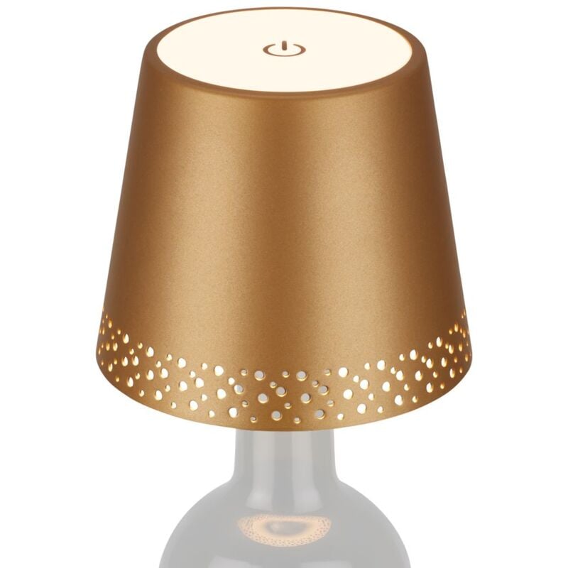 foto del prodotto lampada a batteria a forma di bottiglia a led, oro opaco, 1 modulo led 2,6 w