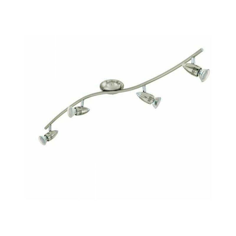 foto del prodotto lampada a binario 4 faretti gu10 led plafoniera nickel cromo interno magnum eglo