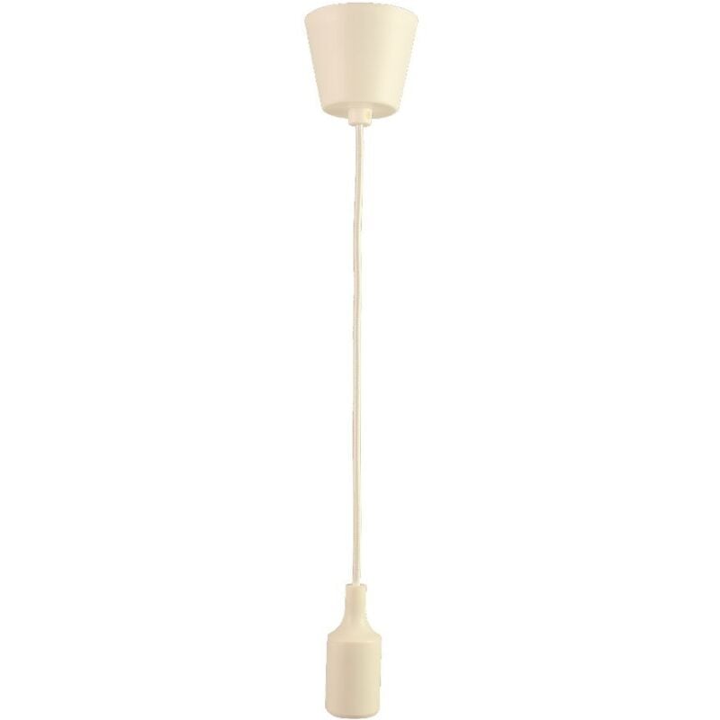 foto del prodotto lampada a ciondolo di base, cavo e lampada di plastica bianca e27 jandei