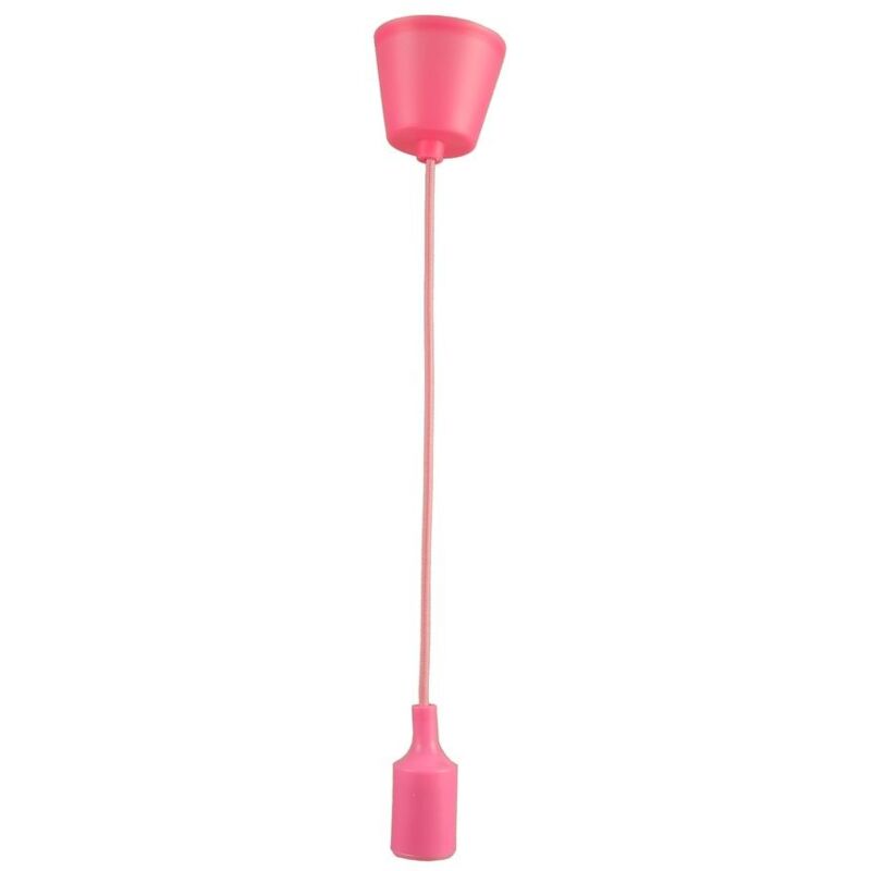 foto del prodotto lampada a ciondolo di base, cavo e lampada di plastica e27 rosa jandei
